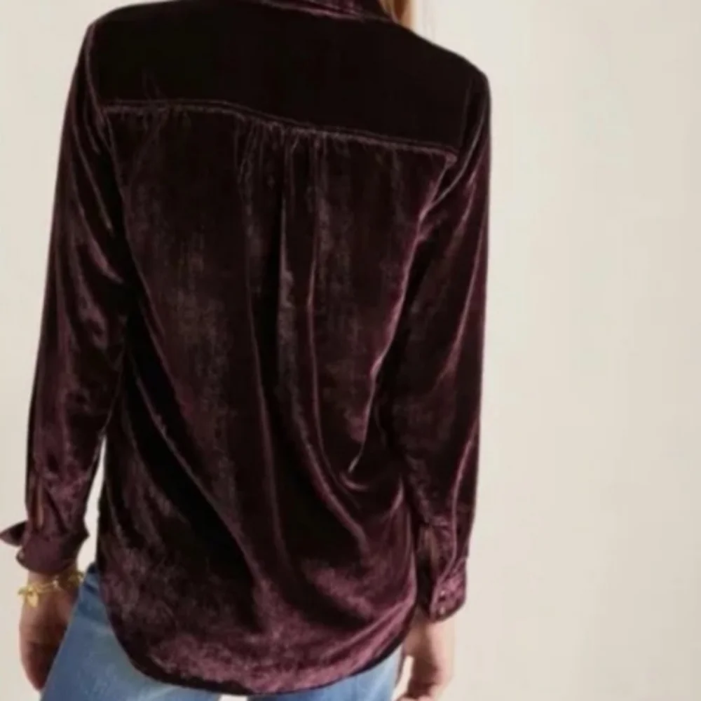 Splendid Moonstone Long Sleeve Velvet Button Front Shirt Top Size XS - Picture 3 of 9